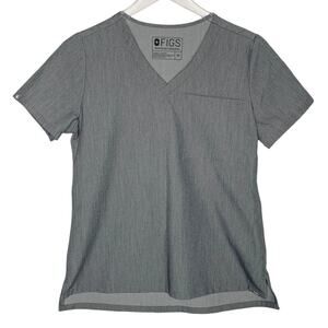 FIGS XS Womens One Pocket Scrub Top Gray Short Sleeve Medical Uniform